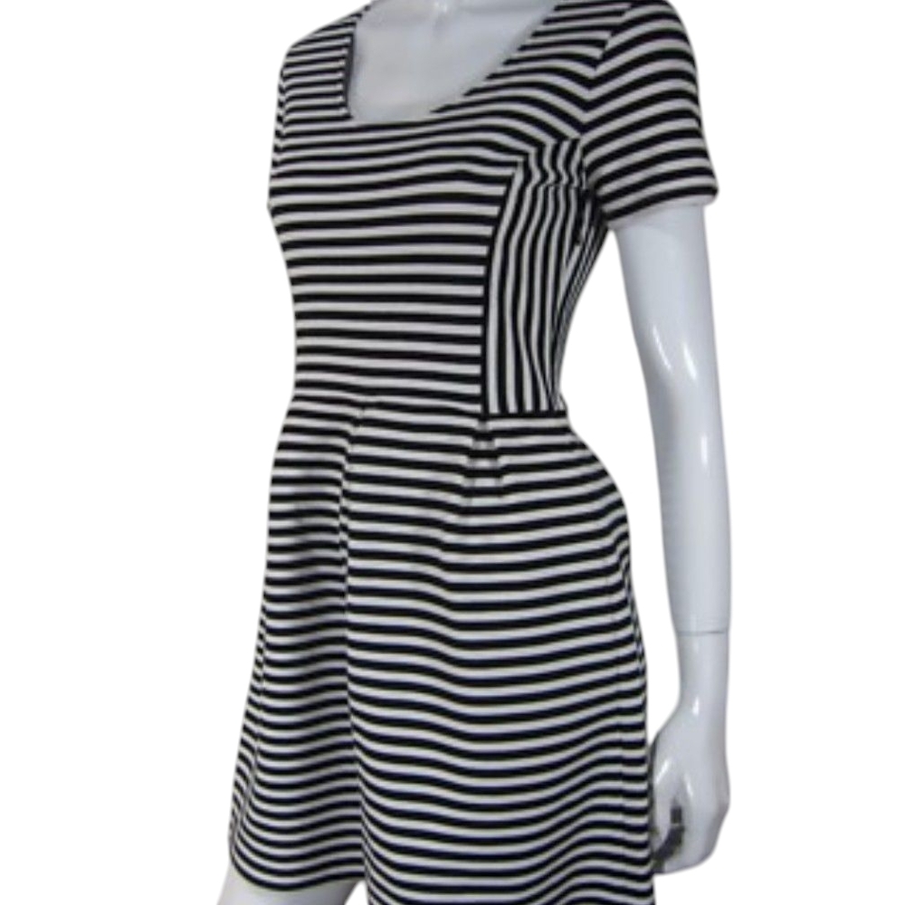 J. Crew Black and White Striped Mini Dress